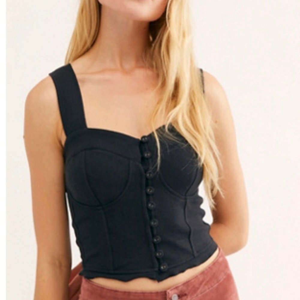 Free People Black Bustier Tank Top